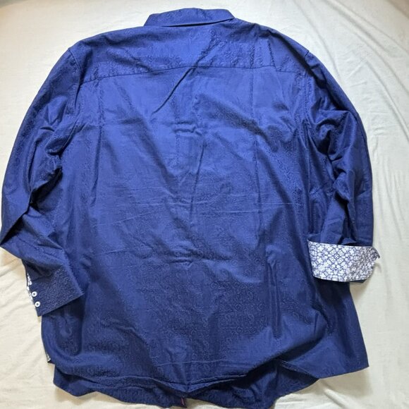 Robert Graham Mens 3XL Classic Flip Paisley Blue Button Up Shirt Plaid - Picture 2 of 7